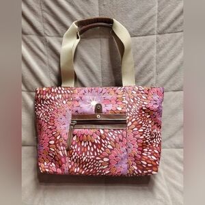 Nine West Black Multi-Floral Large Shoulder Tote Pink & Brown